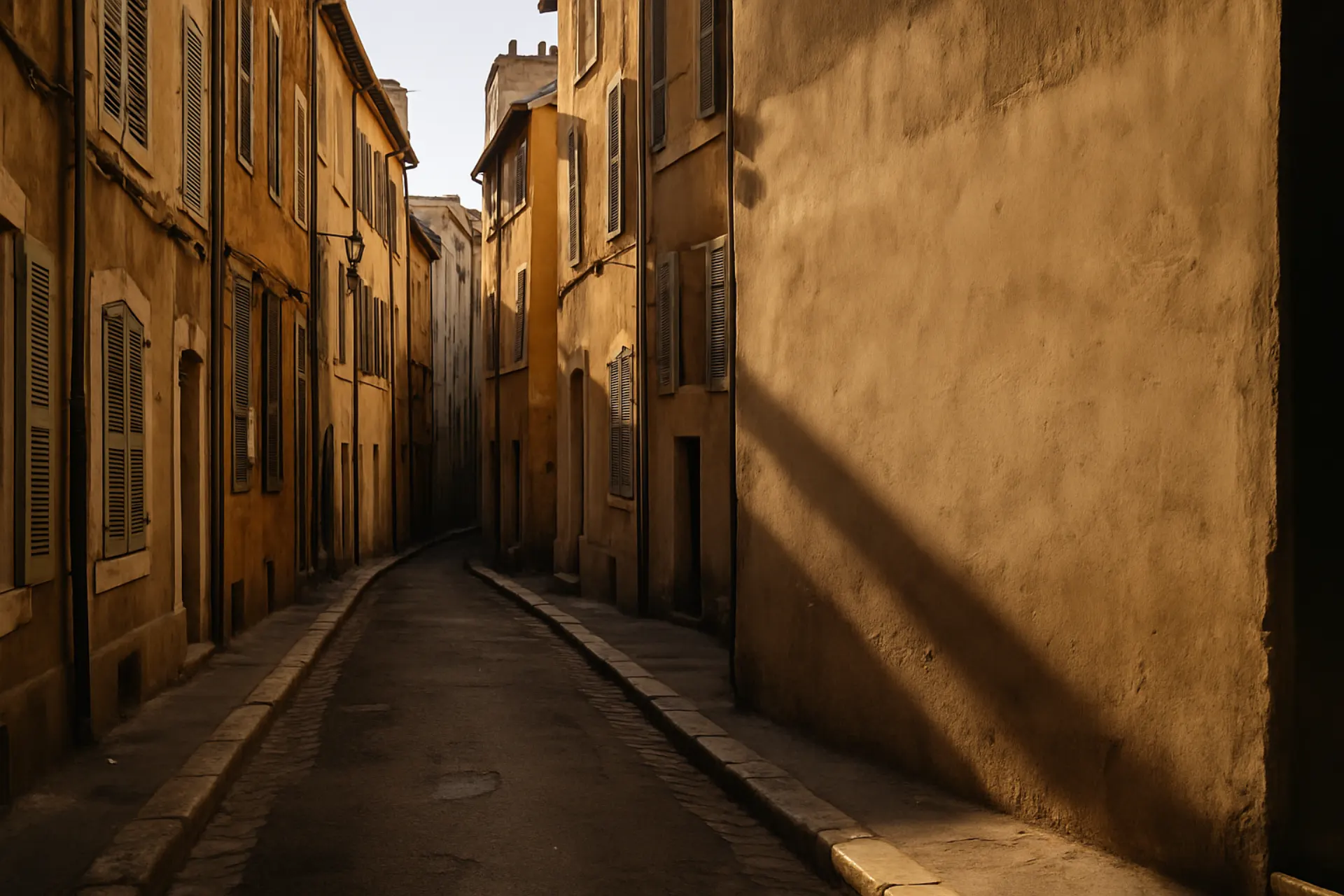 A Marseille street in late afternoon, a bare wall waiting.
